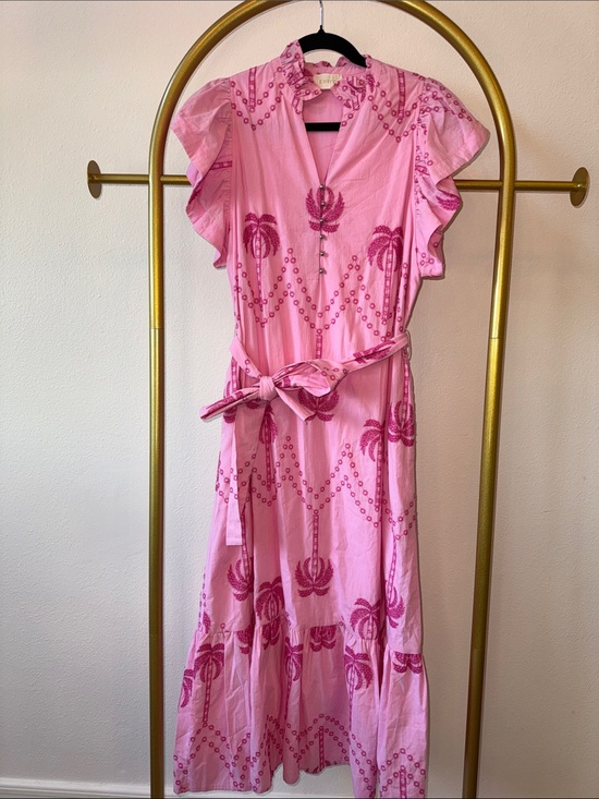 entro Dresses & Skirts - entro Pink Printed Tie-Waist Maxi Dress